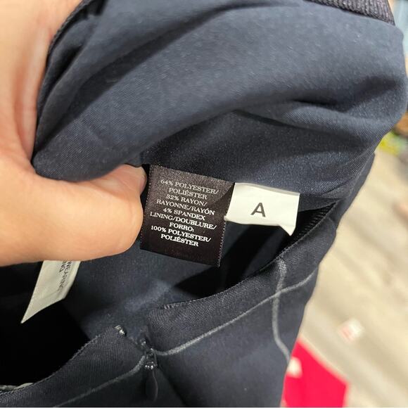 Ann Taylor Navy Blue Windowpane Plaid Pencil Career Business Skirt Size 0 Church - Picture 6 of 8